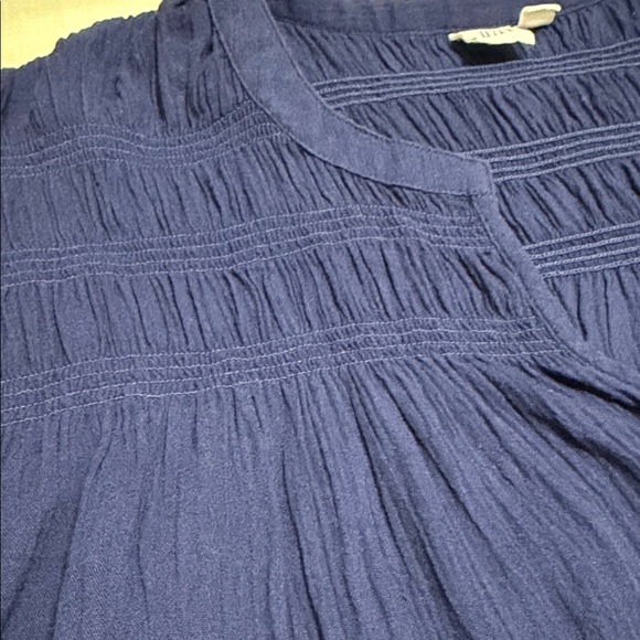 GAP Blue Women's Sloughed Cotton Blouse Top with Flowy Sleeves & Scalloped Hem - Picture 4 of 9